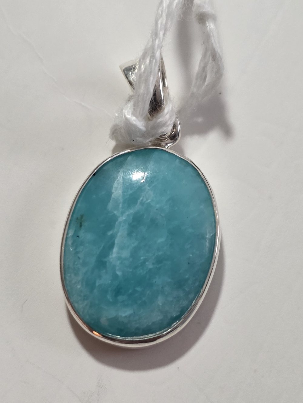 Sterling Silver Blue Amazonite Oval Pendant